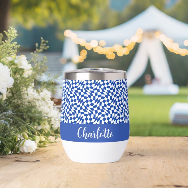 90's theme blue checkered name monogram (Boda (girada))