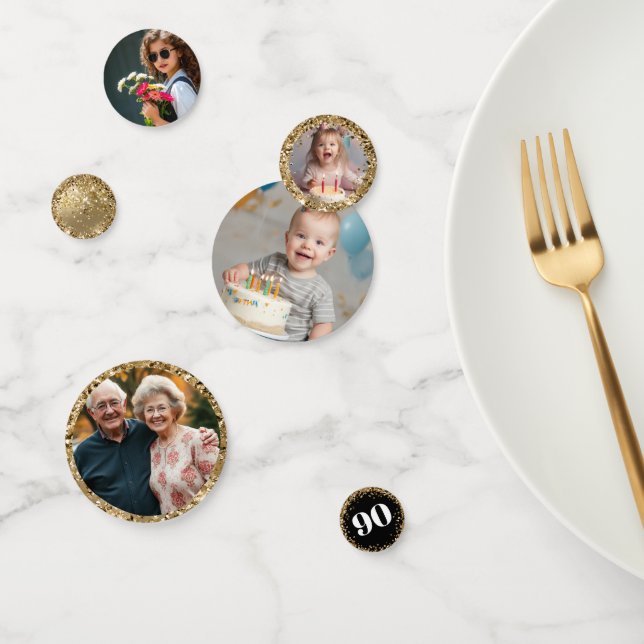 90th birthday Photos Gold Confetti (Grupo)