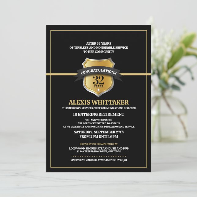 911 Invitación a Fiesta de Jubilación de Línea de  (Anverso de pie)