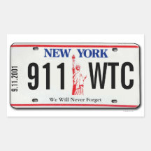 911 Memorial NY License Plate Pegatina 1