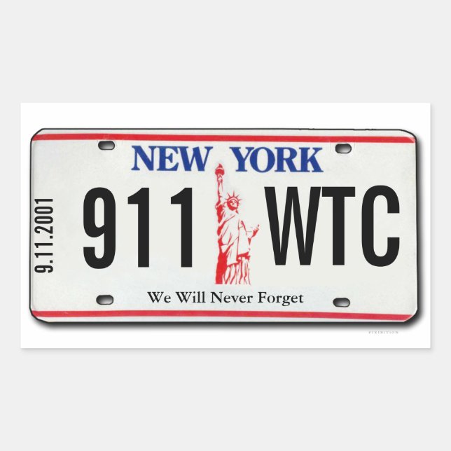 911 Memorial NY License Plate Pegatina 1 (Anverso)