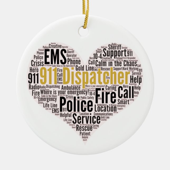 911 Ornamento de cerámica para nube de Word Dispat (Frente)