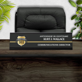 911 Placa de nombre de escudo delgada de la línea