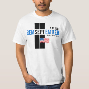 911 Recuerde la camiseta azul bandera 11 de septie