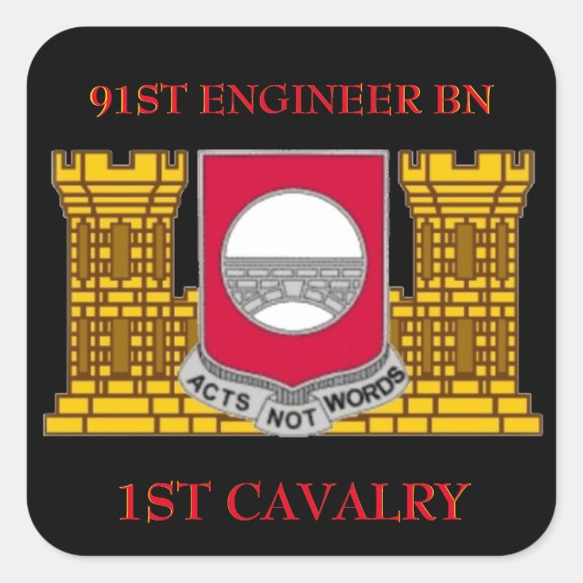 91.ª BATTALIÓN DE INGENIEROS 1.ª PEGATINA CAVALRY (Anverso)