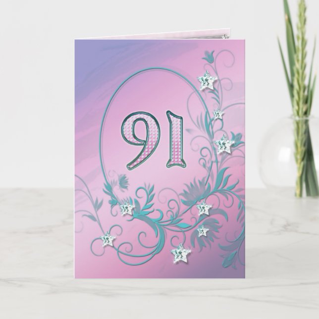 91.ª tarjeta de cumpleaños con estrellas de diaman (Anverso)