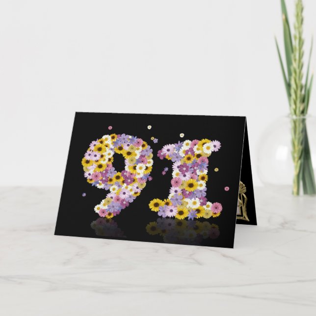 91.ª tarjeta de cumpleaños con letras floridas (Anverso)