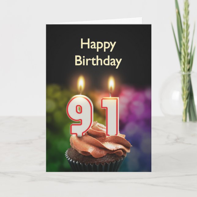 91.ª tarjeta de cumpleaños con velas (Anverso)