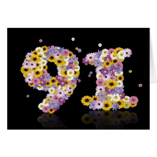 91.a tarjeta de cumpleaños con las letras floridas