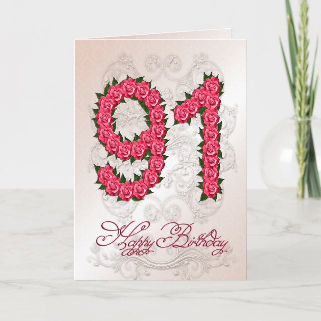 91.a tarjeta de cumpleaños con los rosas y las (Anverso)