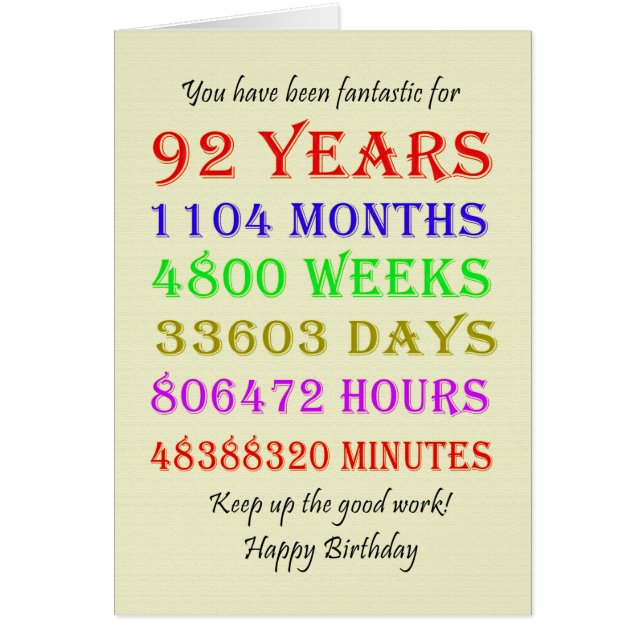 92.ª Hitos de Cumpleaños (Frente)