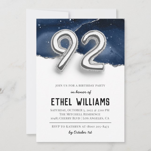 92.ª invitación a la fiesta de cumpleaños (Anverso)