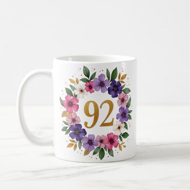 92.ª jarra de cumpleaños - corona floral con númer (Izquierda)