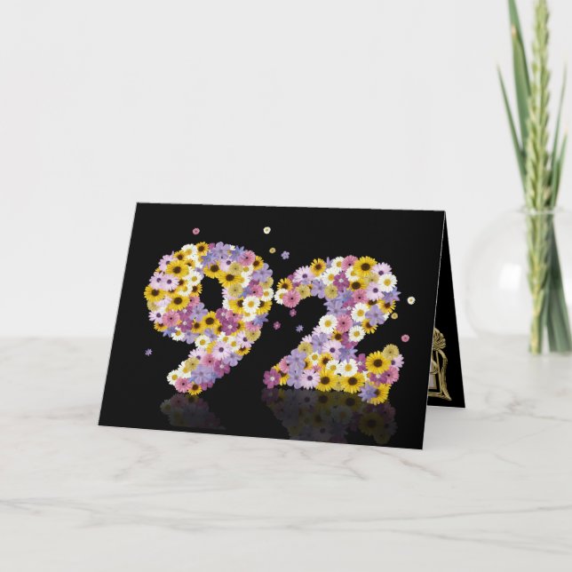 92.ª tarjeta de cumpleaños con letras floridas (Anverso)