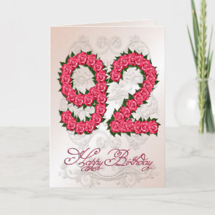 92.ª tarjeta de cumpleaños con rosas y hojas