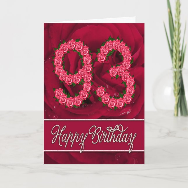93.ª tarjeta de cumpleaños con rosas y hojas (Anverso)