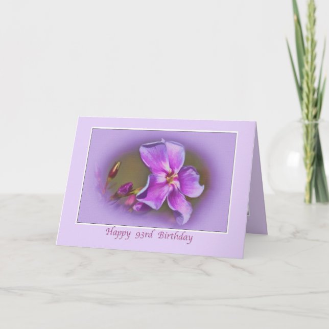 93.o Tarjeta de cumpleaños con el rosa y la (Anverso)