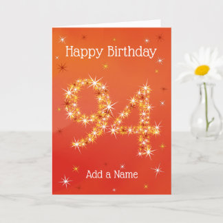 94º cumpleaños - 94 en estrellas - rojo - tarjeta