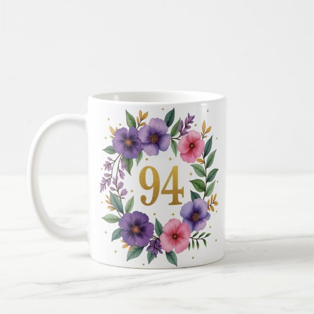 94.ª jarra de cumpleaños - corona floral con númer (Izquierda)