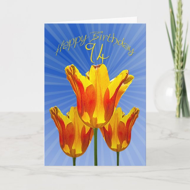 94.ª tarjeta de cumpleaños, tulipanes llenos de so (Anverso)