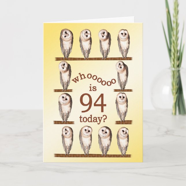 94 cumpleaños, tarjeta Curious owls. (Anverso)