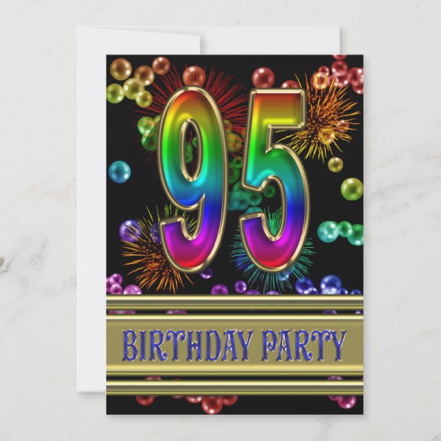 95ª fiesta de cumpleaños Invitación con burbujas (Anverso)