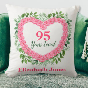 95.ª almohada de cumpleaños - Diseño amado de 95 a