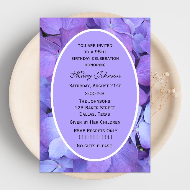 95.ª Invitación a la fiesta de cumpleaños Hydrange (Subido por el creador)