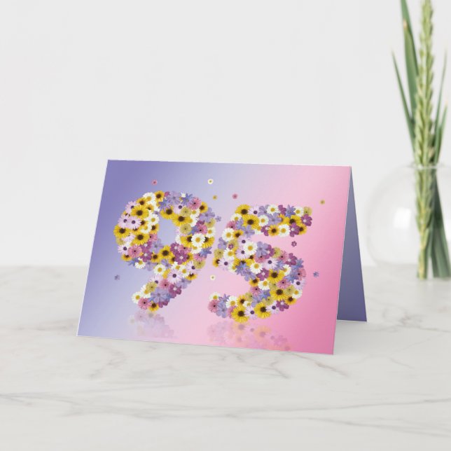 95.ª tarjeta de cumpleaños con letras floridas (Anverso)