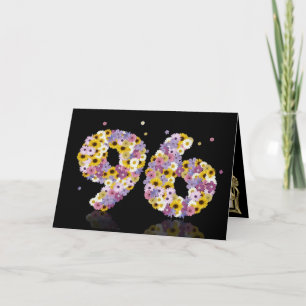 96.ª tarjeta de cumpleaños con letras floridas