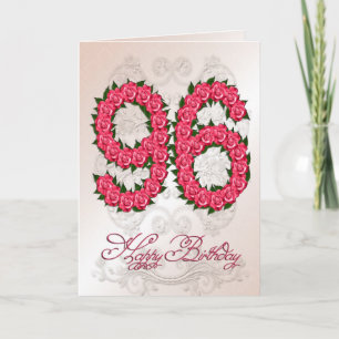 96.a tarjeta de cumpleaños con los rosas y las