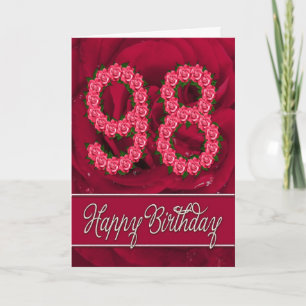 98.ª tarjeta de cumpleaños con rosas y hojas
