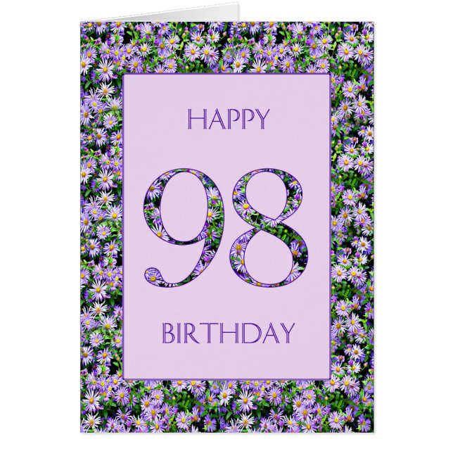 98.º cumpleaños, margaritas moradas (Frente)