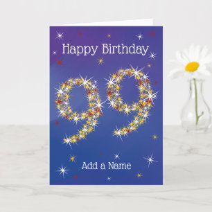 99º cumpleaños - 99 en estrellas - azul - tarjeta 