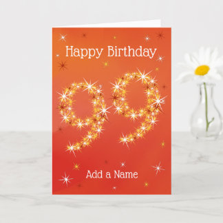 99º cumpleaños - 99 en estrellas - rojo - tarjeta