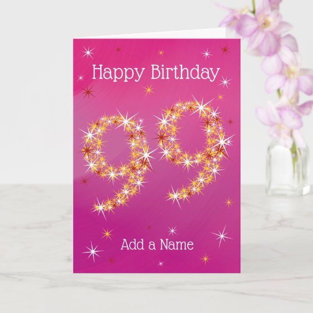 99º cumpleaños - 99 en estrellas - rosa - tarjeta  (Orquídea)