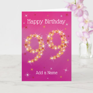 99º cumpleaños - 99 en estrellas - rosa - tarjeta