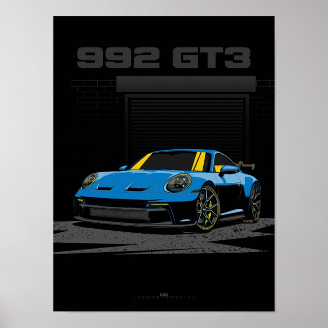 992 GT3 Arte de ilustración azul (Frente)