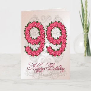 99.ª tarjeta de cumpleaños con rosas y hojas