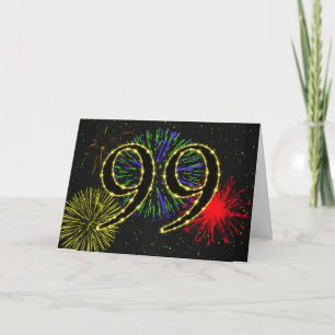 99.o Tarjeta de cumpleaños con los fuegos