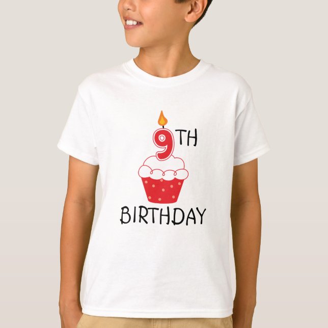 9.ª camiseta de cumpleaños para niños (Anverso)
