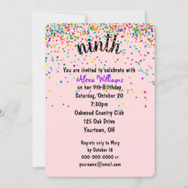 9.ª invitación a la fiesta de cumpleaños