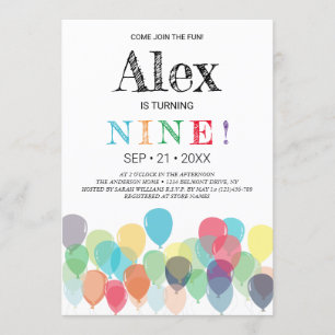 9.ª invitación a la fiesta de los globos de cumple