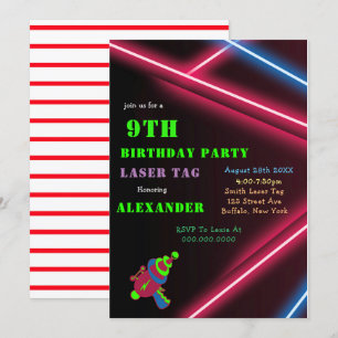9.ª Invitación a la fiesta láser de cumpleaños