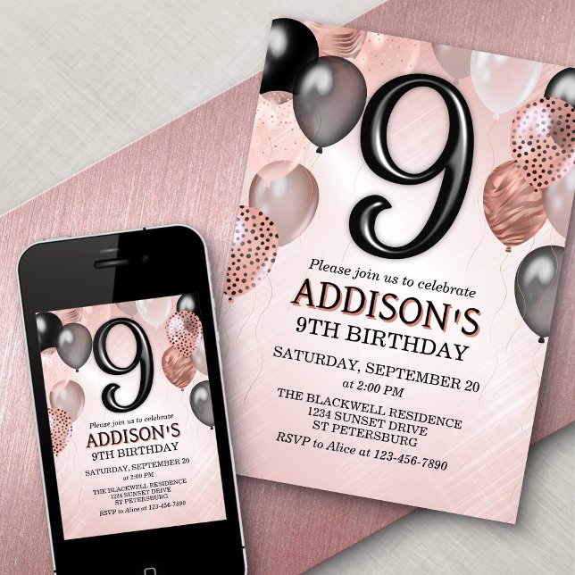 9.ª invitación a los globos de oro Rosa de cumplea (Subido por el creador)