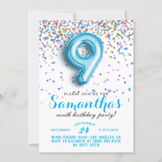9.ª Invitación al Confetti de Cumpleaños
