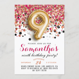 9.ª Invitación al Confetti de Cumpleaños