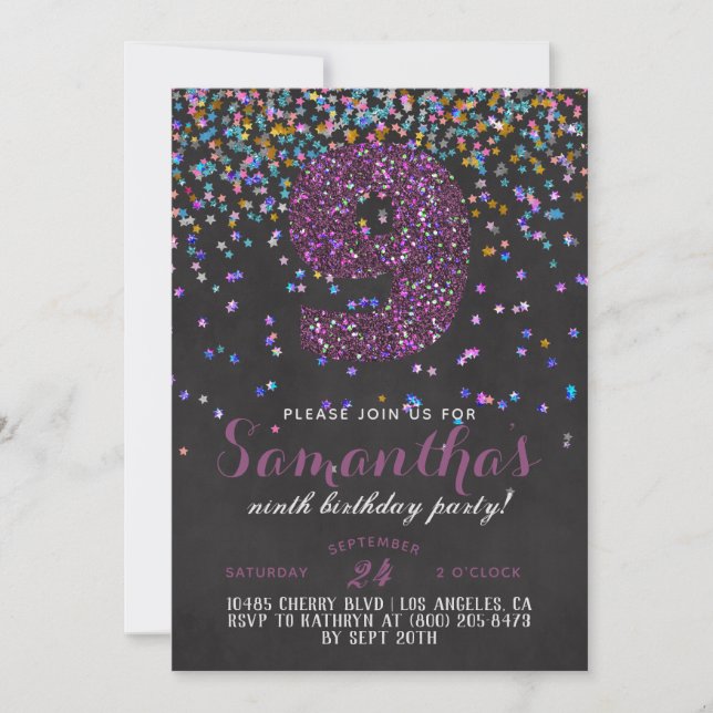 9.ª Invitación al Confetti de Cumpleaños (Anverso)