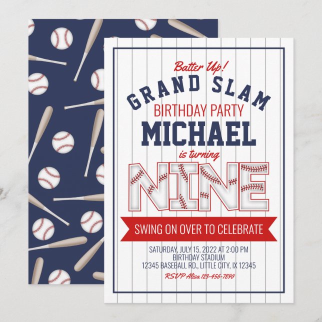 9.ª Invitación al cumpleaños del béisbol (Anverso / Reverso)