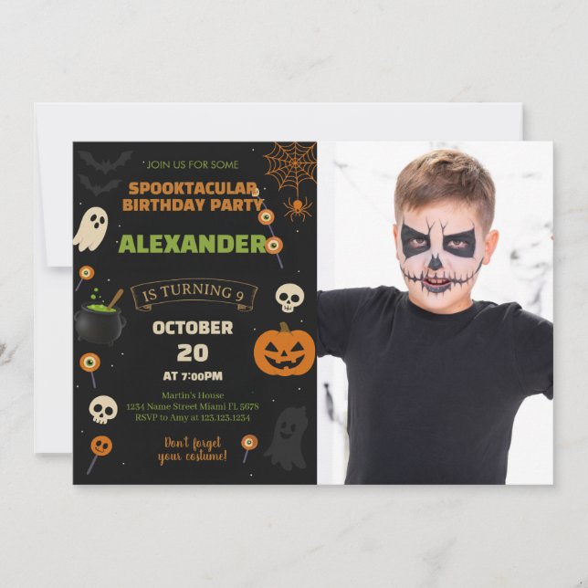 9.ª invitación de Halloween de cumpleaños | Famoso (Anverso)